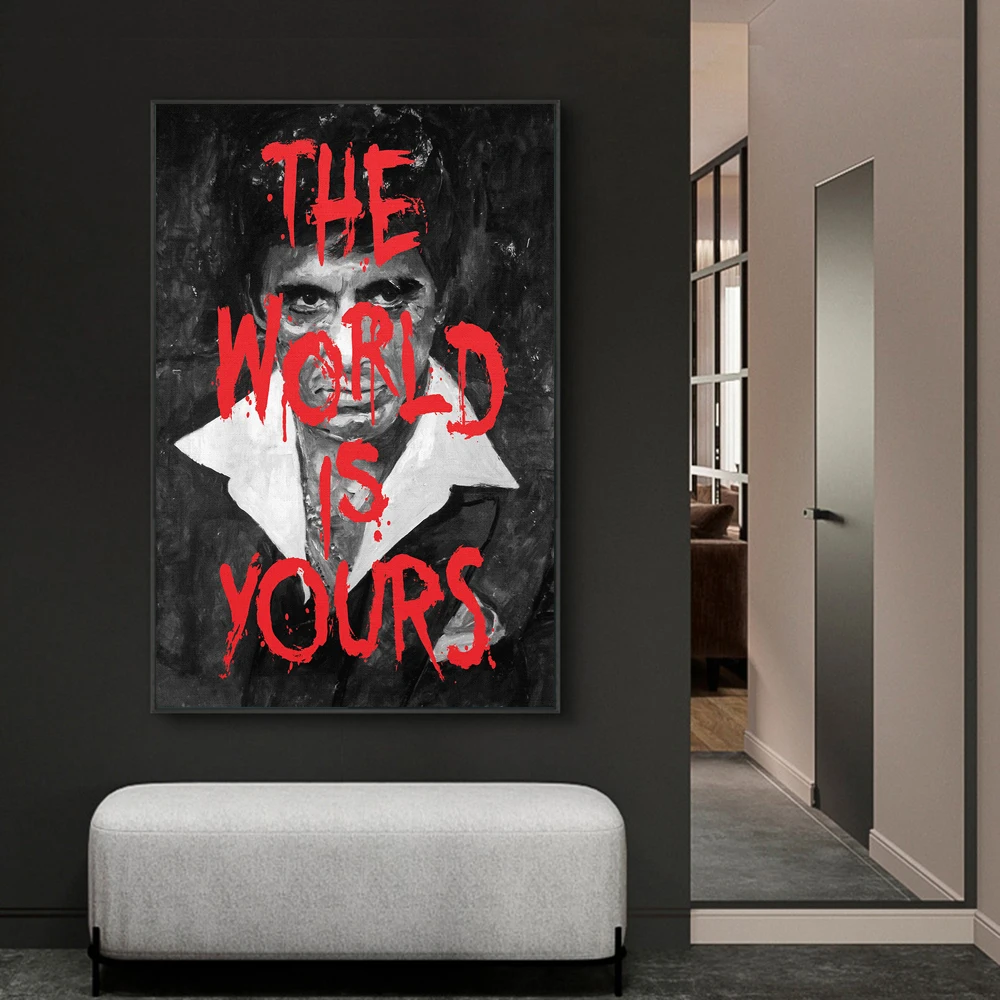 The World is Yours Movie Poster Scarface Tony Montana Painting Wall Art Canvas Prints Decoration for Living Room Home Decor