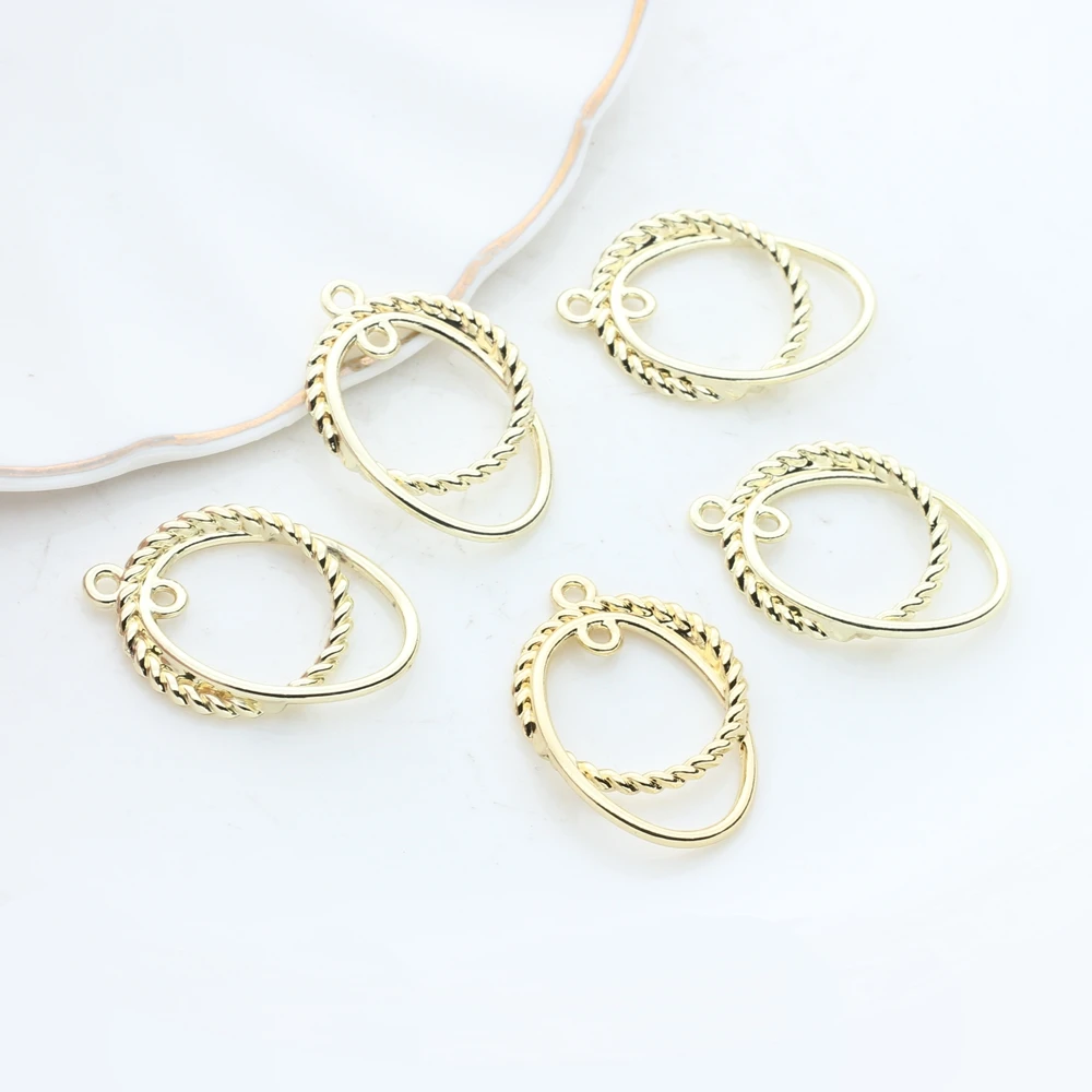 

6pcs/lot Zinc Alloy Oval Circle Charms Pendant Connector For DIY Fashion Drop Earrings Jewelry Making Accessories