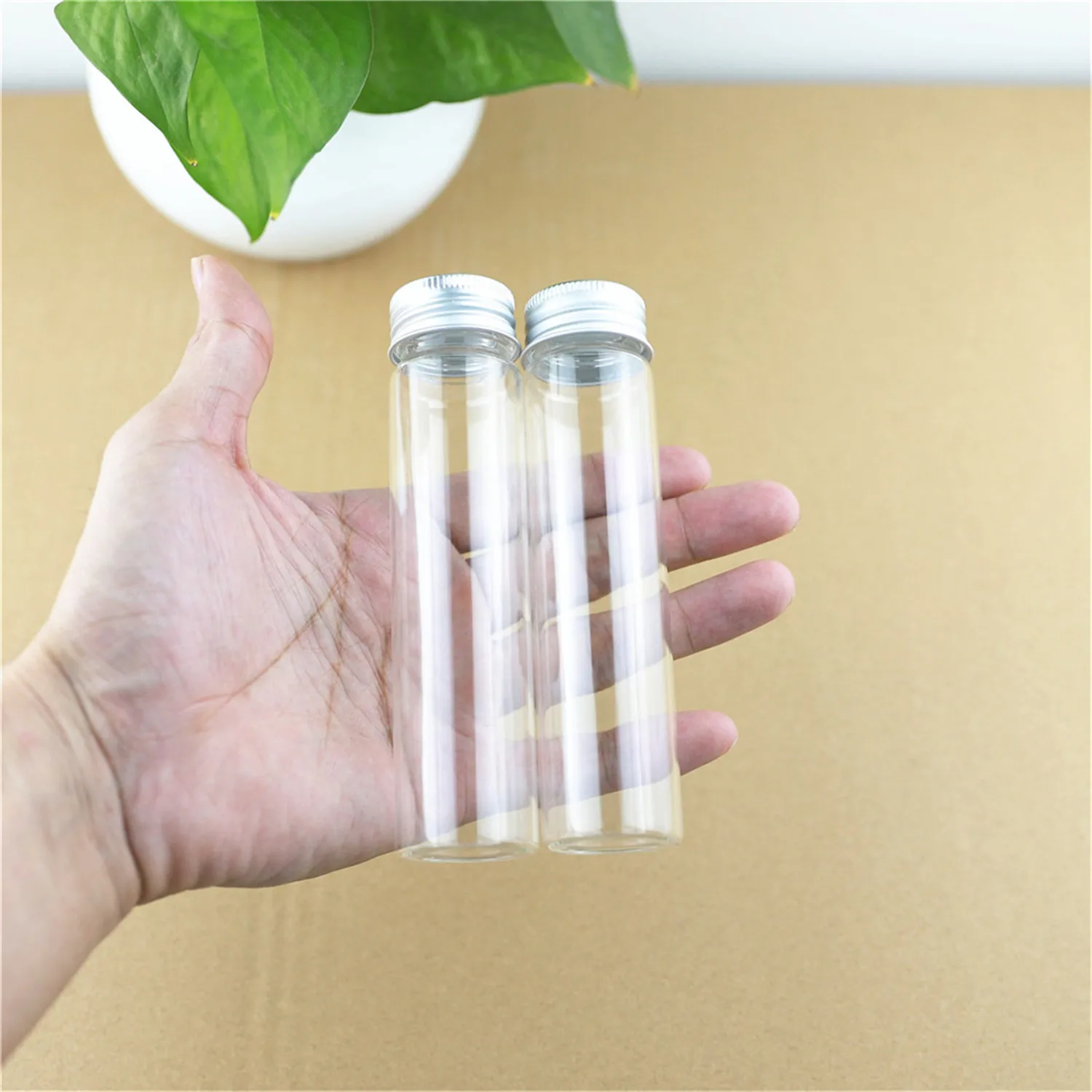 6 pcs/lot 30*120mm 60ml Mini Glass Jars Test Tube Aluminum Caps Small Glass Bottles Vials Storage Transparent Glass Diy Gift