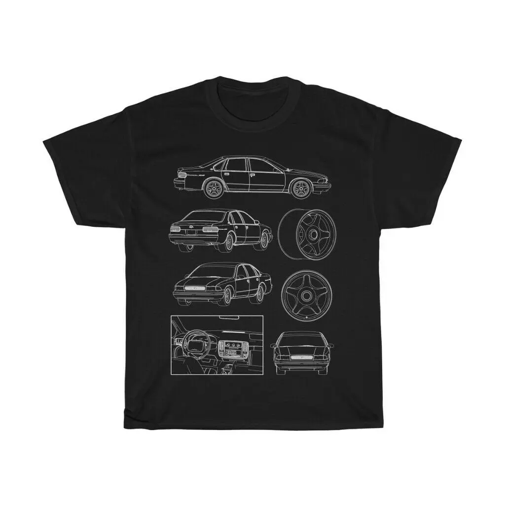 96 Impala SS Muscle Car Line Art T-Shirt. Summer Cotton Short Sleeve O-Neck Mens T Shirt New S-3XL