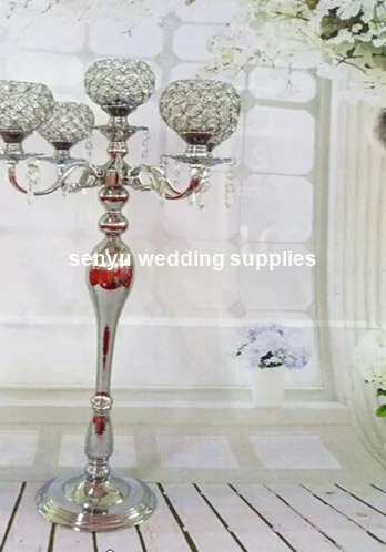 30 days sent order )New style decorative crystal ball centerpiece table chandelier candle holder senyu0887