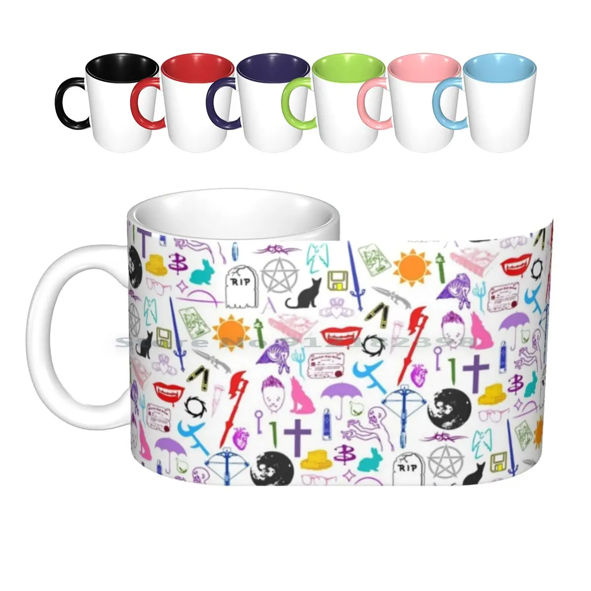 Buffy Symbology , Multi-Color / Rainbow / Pride! Ceramic Mugs Coffee Cups Milk Tea Mug Angel Bi Bisexual Btvs Buffy Buffyverse