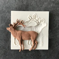 Christmas Deer Shape Silicone Mold DIY Epoxy Series Cake Baking Decoration Chocolate Elk Resin Moulds