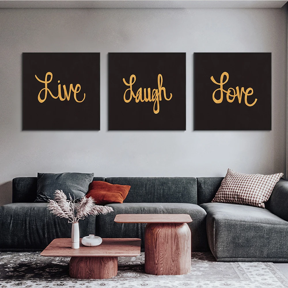 

Modern Text Canvas Painting Abstract Live Love Laugh Text Posters and Print Wall Art Picture for Living Room Home Decor Unframed