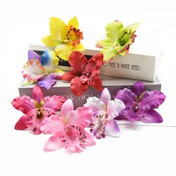 Fleurs artificielles orchidée thaïlandaise bon marché, décoration de Noël pour la maison, accessoires de tir de mariage, tête de mannequin de plage, 10 pièces