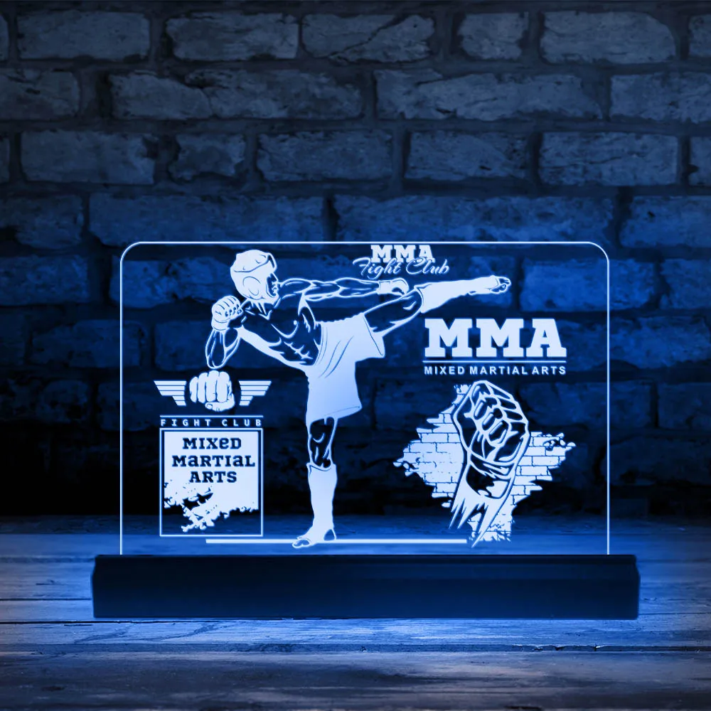 MMA Fighter Boxing Acrylic LED Light Mixed Martial Arts Handmade Designed Desktop Night Lamp Fighting Club Decoration Boxer Gift