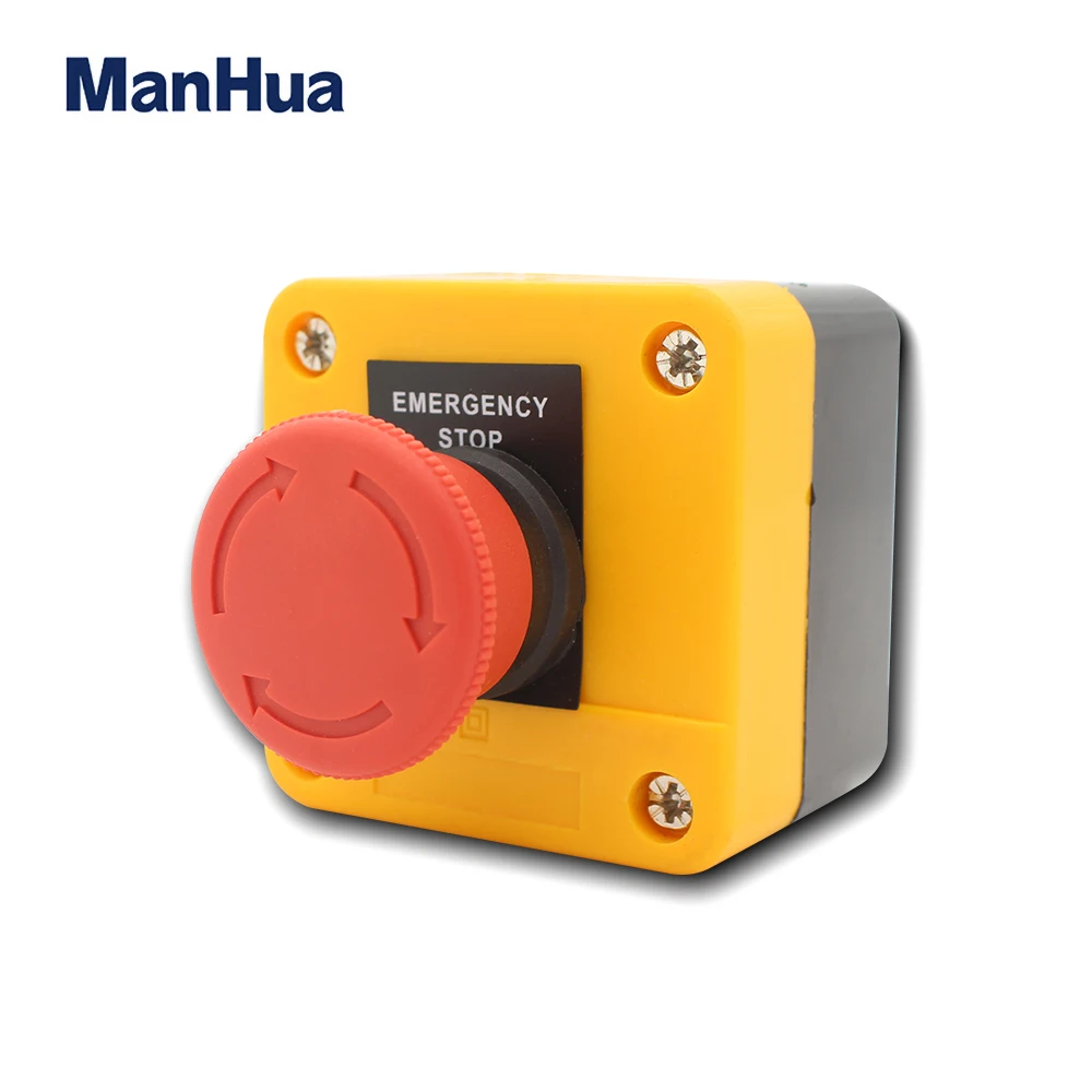 

ManHua XBZA53 Waterproof Emergency Stop Switch Control Box Mushroom Head Push Button Switch Turn To Release