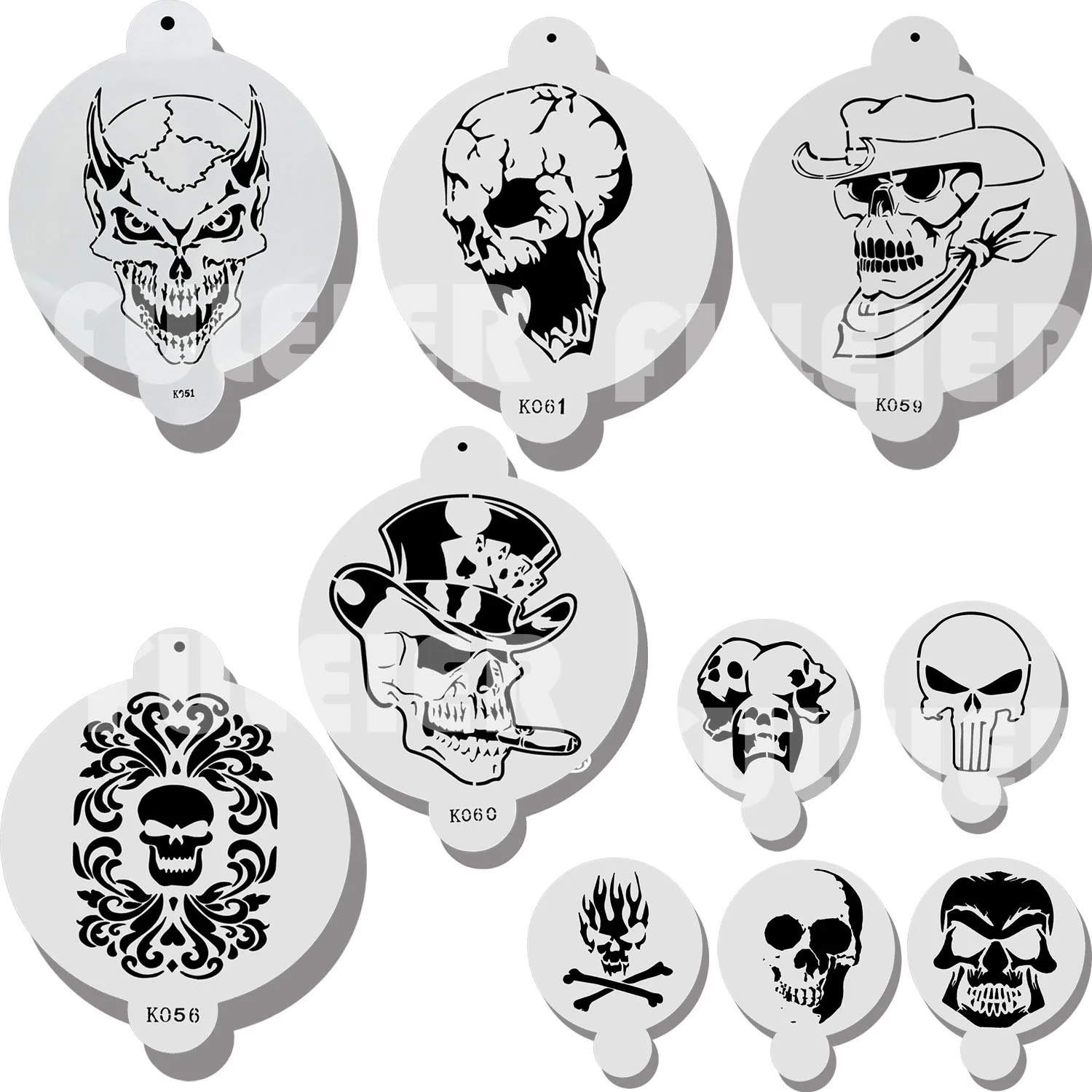 Halloween Cake Decorating Tool Cookie/Cake Stencils Skull Head Haunted House Painting Templates Lace Molds Baking Fondant Tools