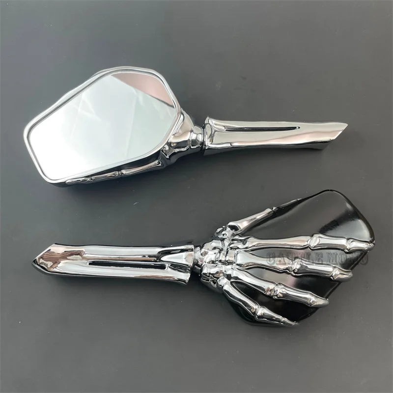 Skull Skeleton Motorcycle Rearview Side Rear View Mirrors For Honda Kawasaki Suzuki Yamaha Harley Cruiser Softail Sportster