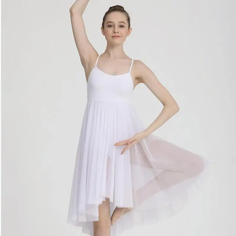 Vestido lírica feminino chiffon, vestidos de balé para meninas conjunto tutu fantasia contemporânea collant adulto bailarina roupas de dança