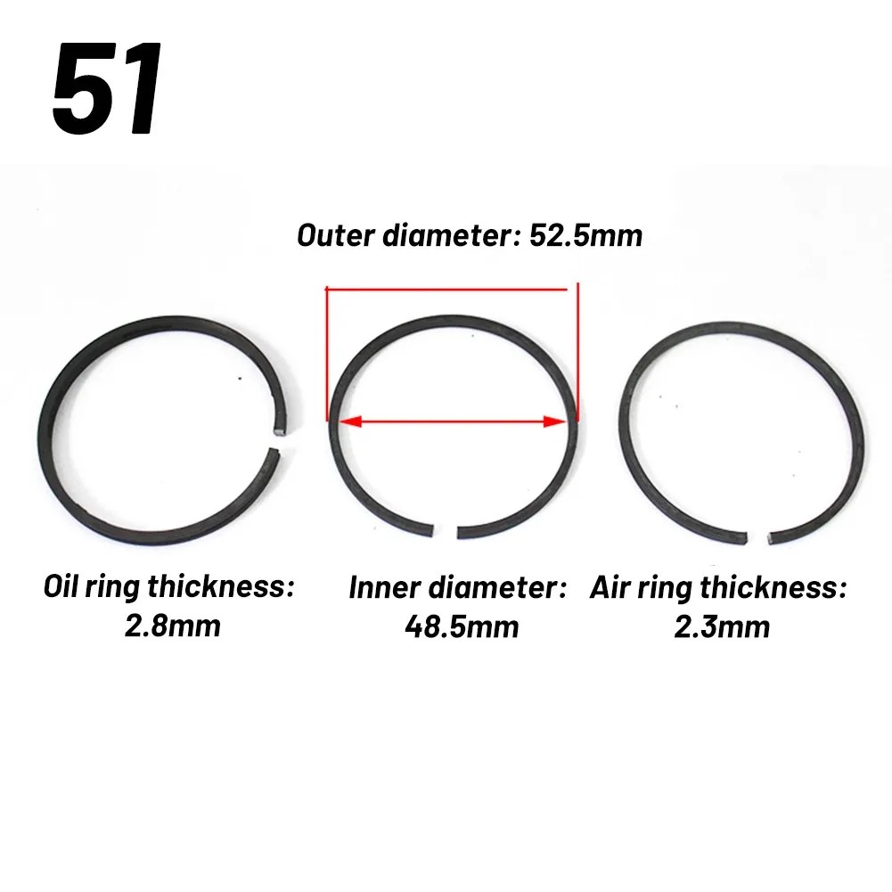 6Pcs Air Compressor Piston Ring Kit Oil Ring Air Pump Accessories Metal Pneumatic Parts 48mm 50mm 51mm