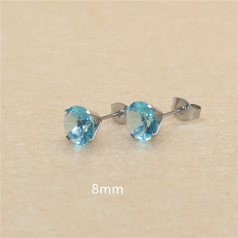 Ohrstecker aus blauem Glas, von 3 mm bis 8 mm, Edelstahl, echt vergoldet, verblasst nicht leicht, allergiefrei – Detail 16