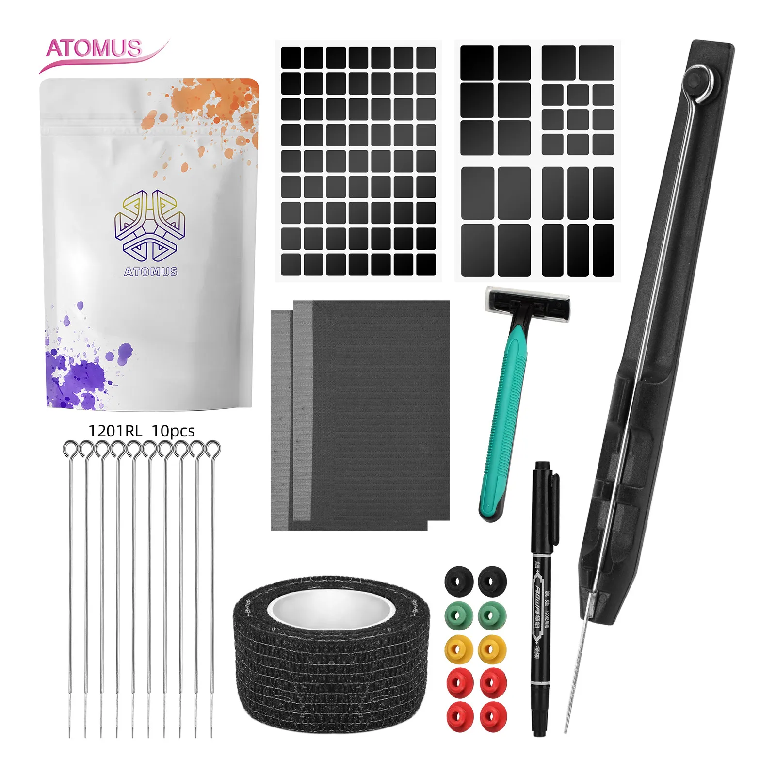 3D Hand Poke And Stick Manual Tool Pen Professional DIY Tattoo Sticker Set Needles 1RL 3RL 5RL 7RLAccessories Tattoo Supplies