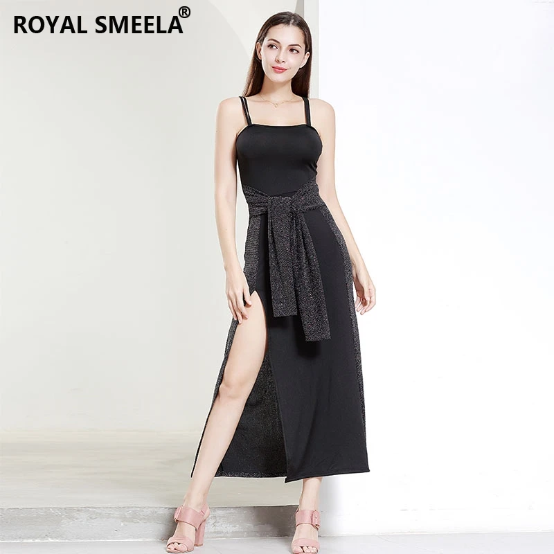 Women Sexy Dress Class Practice Clothes Spaghetti Strap Drress Long Dress slit dance costume Dance Dress Beginners dance outfit