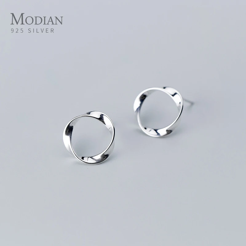 

Modian Minimalism Round Design 925 Sterling Silver Push-back Women Fashion Simple Stud Earrings Jewelry Brincos Pendientes Mujer