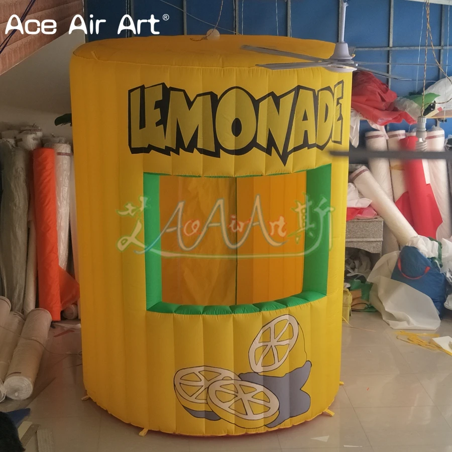 Hot sale inflatable lemonade sale stand grande booth,lemon juice concession tent with removable banners for summer entertainment