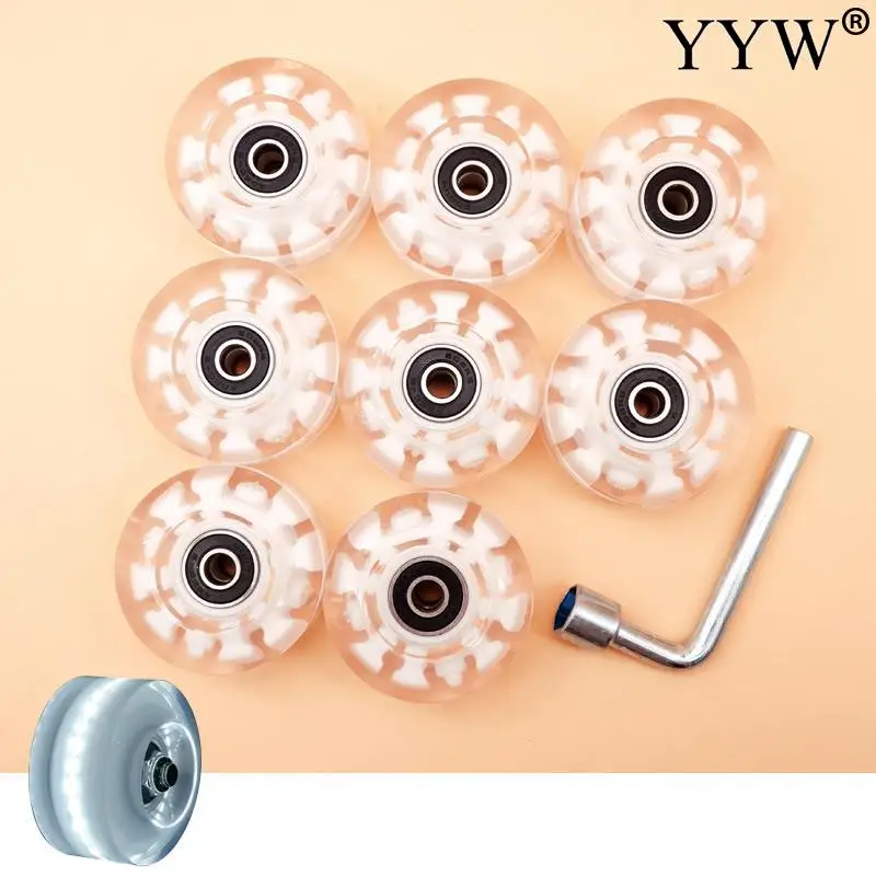 LED 8 PCS Flashing Wheels PU 82A Roller Skates With Ball Bearings Quad Double 2 Row Line Accessories Replacement Women Sliding