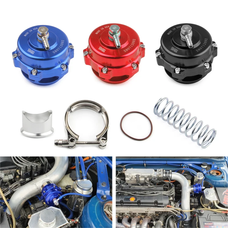 Uniwersalny zawór wydmuchowy Jdm 50 mm V Band BOV Q Typer z przylutowanym aluminiowym kołnierzem z logo TKBOV001B50