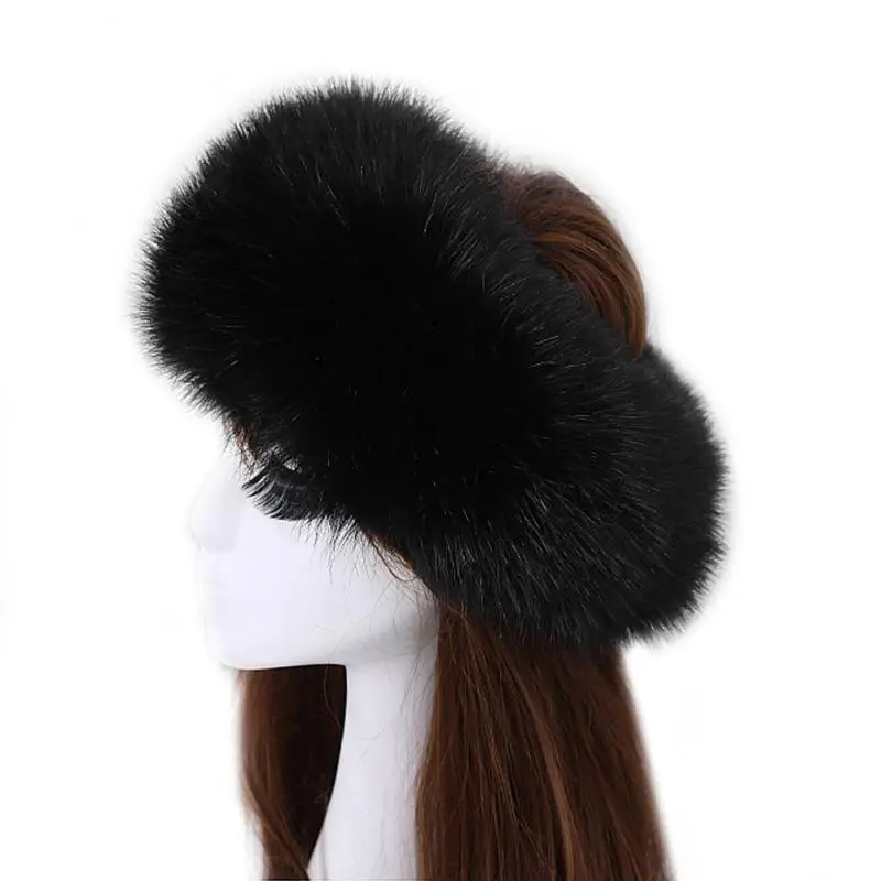 2021 Winter Thick Fluffy Headband For Women Men Solid Color Russian Faux Fur Hairband Wide Headwear Winter Fashion Hat Wholesale