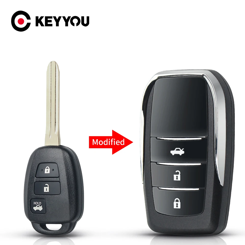 

KEYYOU TOY43 Blade Modified Flip Folding Remote Key Shell For Toyota Reiz Corolla Camry RAV 2014 2015 2/3/4 Buttons Fob Car Case