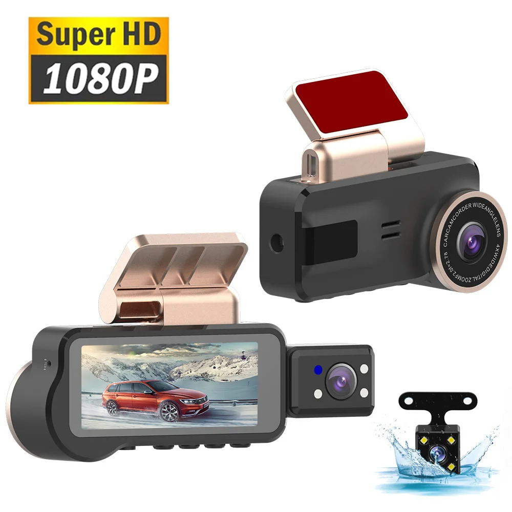 Newest 1080P 3.16 Inch Car DVR G Sensor Video Recorder Parking Monitor Video Recorders Loop Recording Indise and Rear Camera