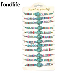 Sea Turtle Polymer Clay Heishi Beads Sparkling Crystal Adjustable Bracelet Women Kid 2021 New Fashion 12pcs Wholesale Jewery Him