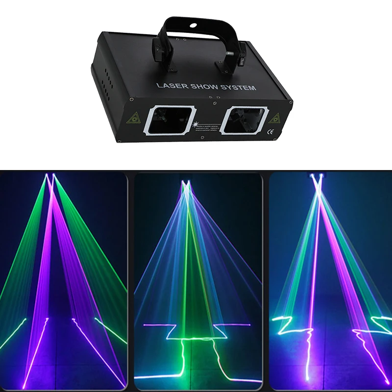 Dj Lights 2 Lens RGB Beam Scan Line Laser Disco Light DMX 512 Professional DJ Party Show Club Holiday Home Bar Stage Lighting