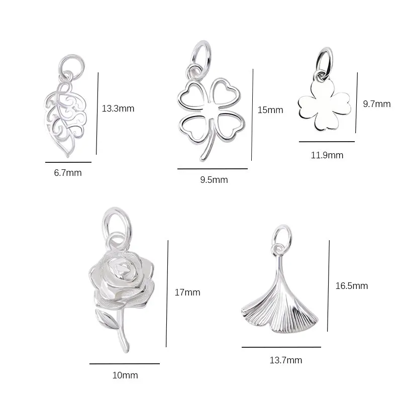 5 Types 925 Sterling Silver Unique Charms Pendant Lovely Cute Small Pendent For Jewelry Making Gifts Necklace Bracelet DIY 1 PCS