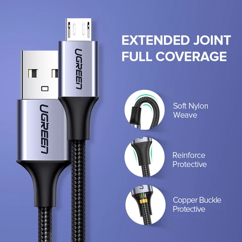 Кабель Ugreen Micro USB 2A для быстрой зарядки и передачи данных — изображение продукта