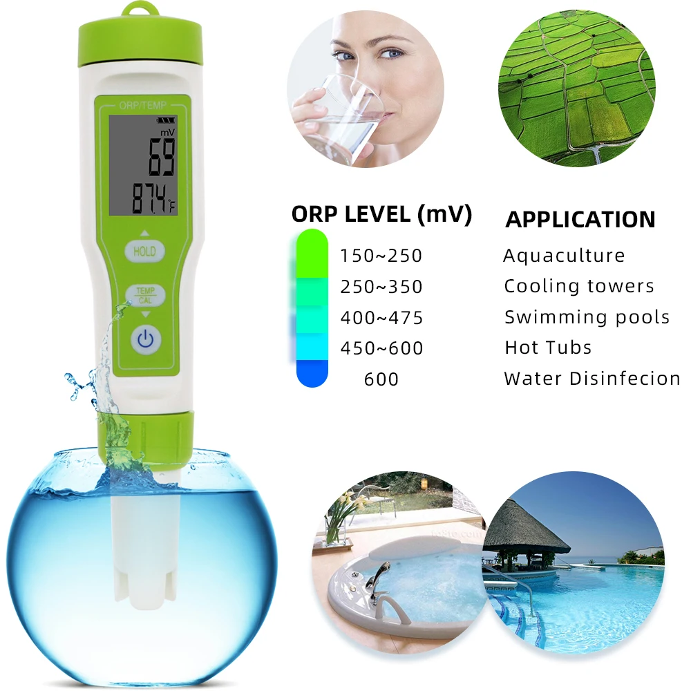 ORP-100 Digital ORP Meter 2 in 1 Temp ORP Monitor Redox Tester Water Quantity Test Purity Analyser for Drink Water Pool 20%OFF