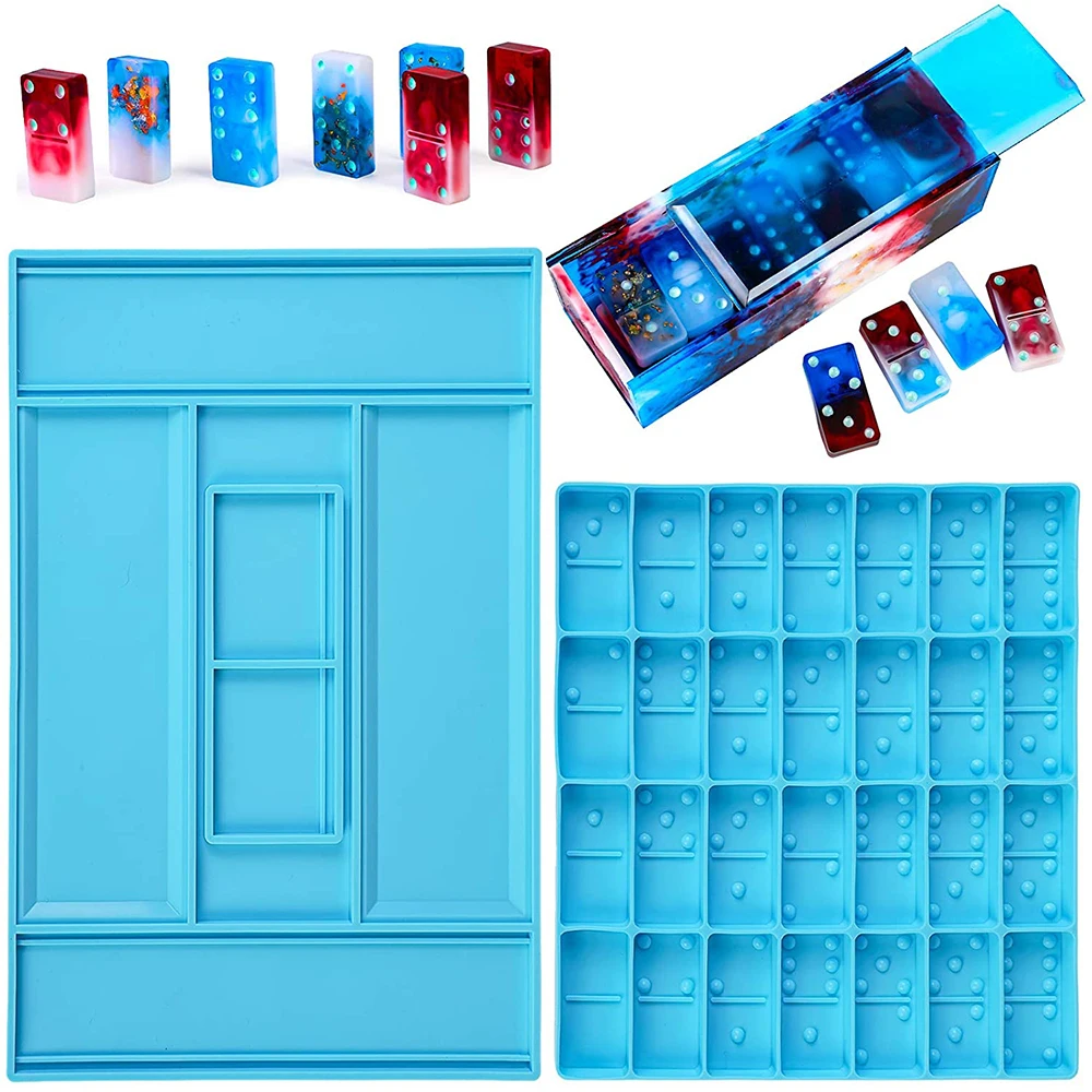 Dominoes Storage Box Resin Molds, DIY Resin Molds Domino, Dot Dominoes Silicone Molds, Domino Epoxy Resin Molds, Domino Game