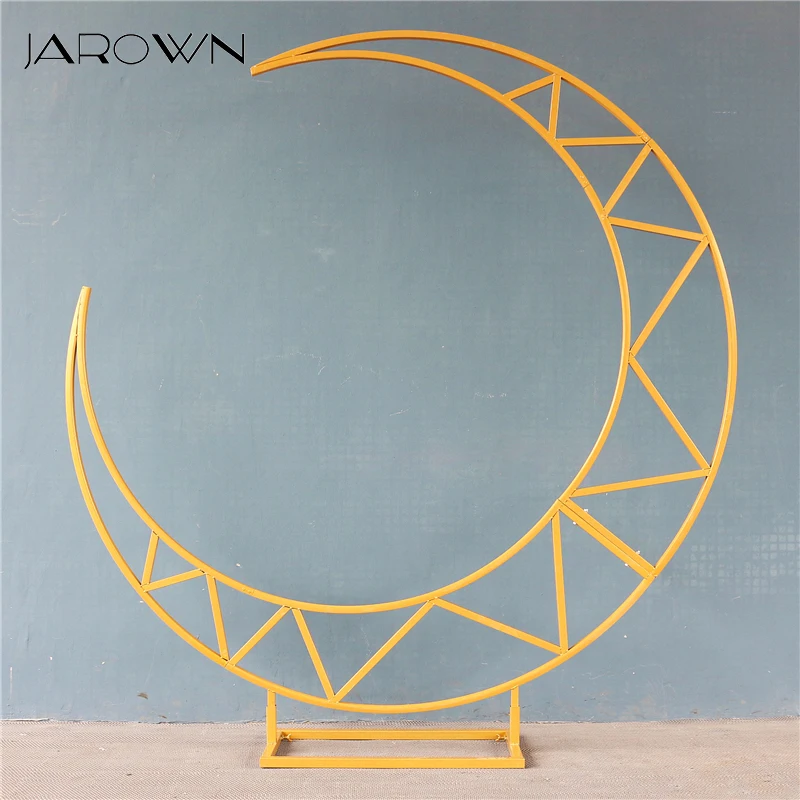 JAROWN Wedding Moon Arch Party Backdrop Stand Metal Iron Arch Home Decor Flowers Crescent Event Stage Background Decoration