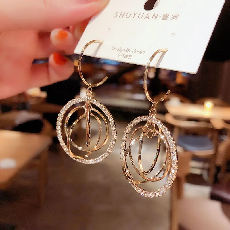 Women's Geometric Drop Earrings 2021 New Round Pendant Earrings Party Jewelry Gift Golden Fashion Trend Fashion Stud Earrings image 4