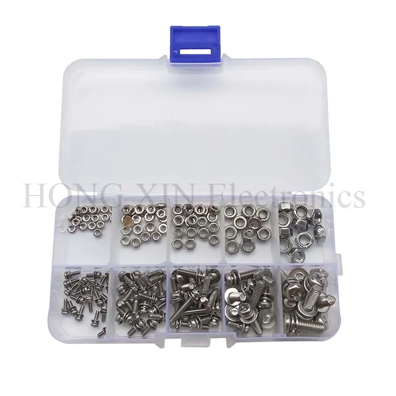 160 Stks/set Rvs SS304 Schroeven Ronde Kop Schroeven Moeren Bouten Assortiment Kit M2 M2.5 M3 M4 M5