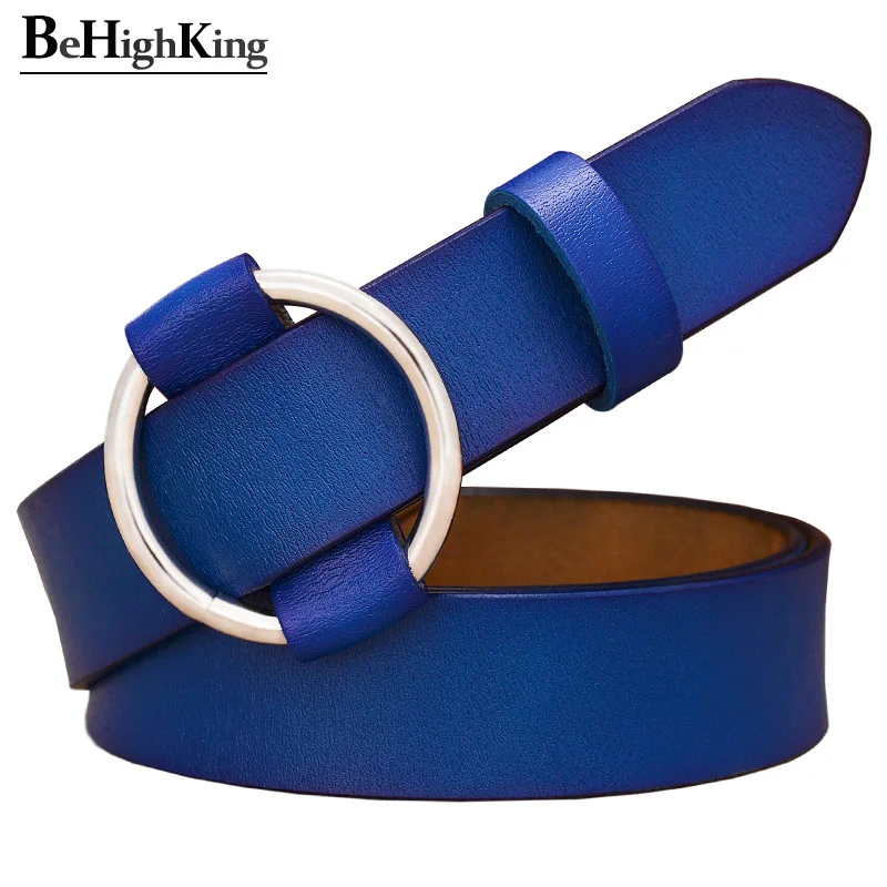 Fashion Round Ring buckle belt woman Genuine leather belts for women Quality cow skin strap female girdle for jeans width 2.8 cm