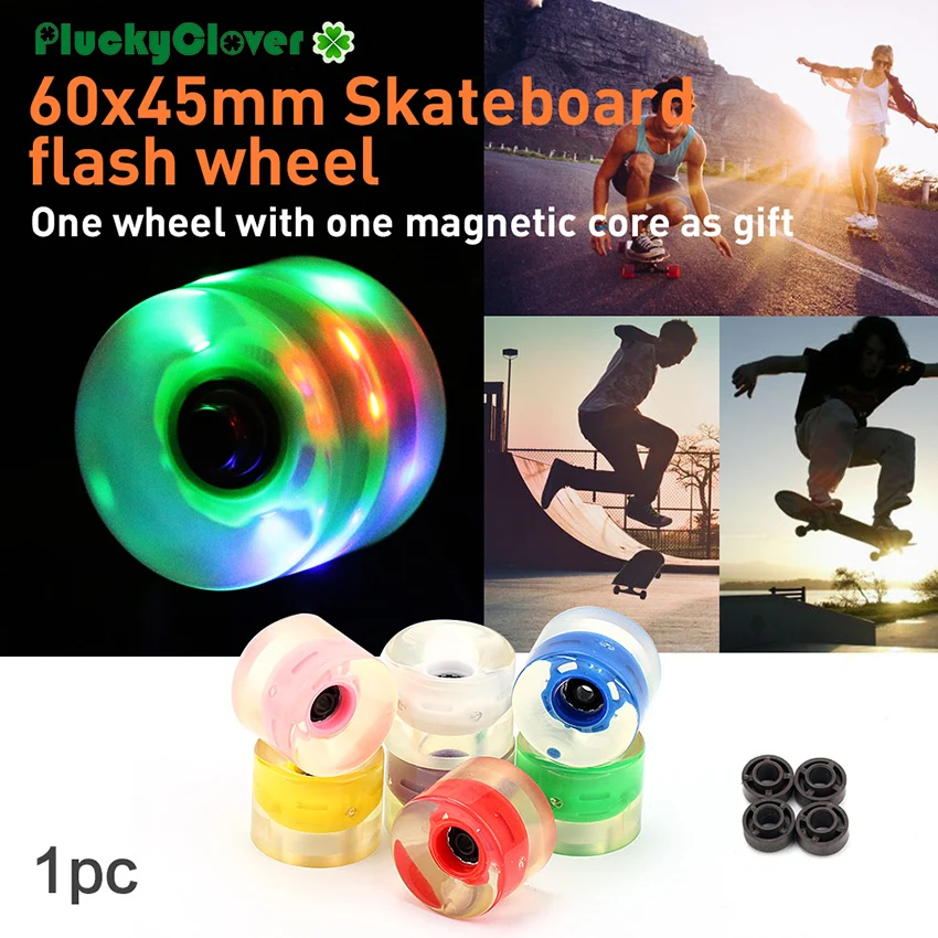 1pc piscando roda de rolo 60mm para skate penny board led luz roda dança placa 85a 60x45mm duplo balancim piscando rodas