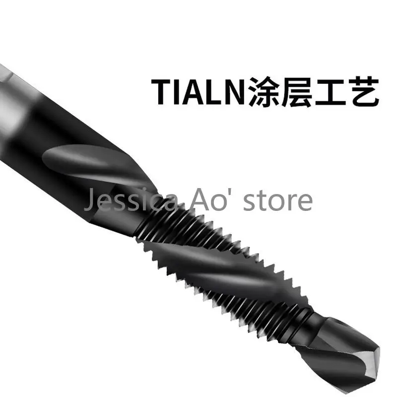 6pcs M3-M10 HSS Drilling and Tapping Tap Set Multi-function Drilling Bit with Tapping 6.35 Hex Shank Taps Threading Tool