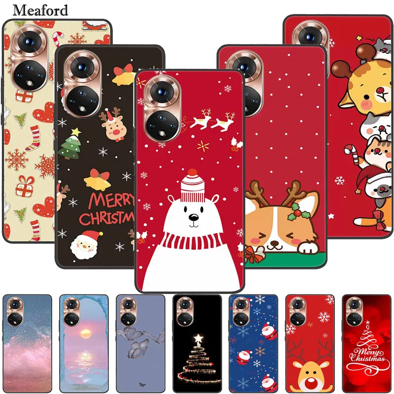 Merry Christmas Painted Cover For Honor 50 Case NTH-AN00 Silicone Soft Slim Phone Case For Honor 50 Lite Honor50 Pro capa Bumper