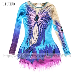 LIUHUO Rhythmic Gymnastics Leotard Customize Adult Women Girl Costume Performance Competition Dance Dress Aerobics Blue Purple