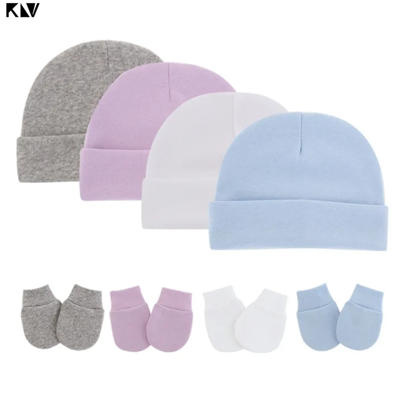 Baby Anti Scratching Cotton Gloves Infant Hat Set Newborn Face Protection Scratch Mittens Breathable Cotton Warm Cap Baby Bonnet