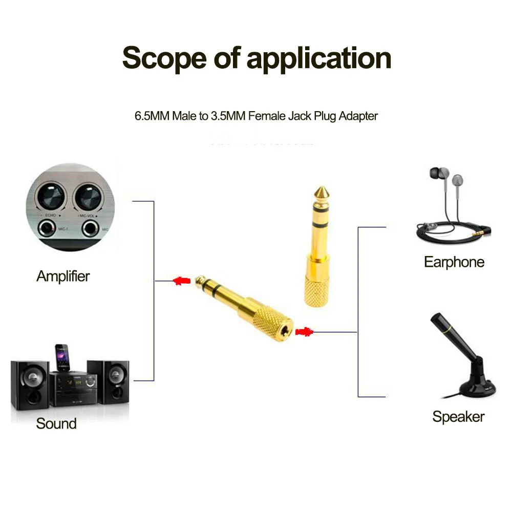 Adaptateur audio jack 6.35 6.5mm vers connecteur femelle 3.5mm, pour sauna, amplificateur de téléphone, convertisseur de microphone AUX 6.5 3.5mm