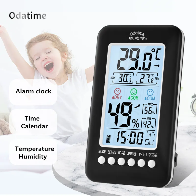 Backlight Digital Alarm Clock With Snooze Acoustic Control Sensing Function Electronic Desk Clock With Temperature And Humidity