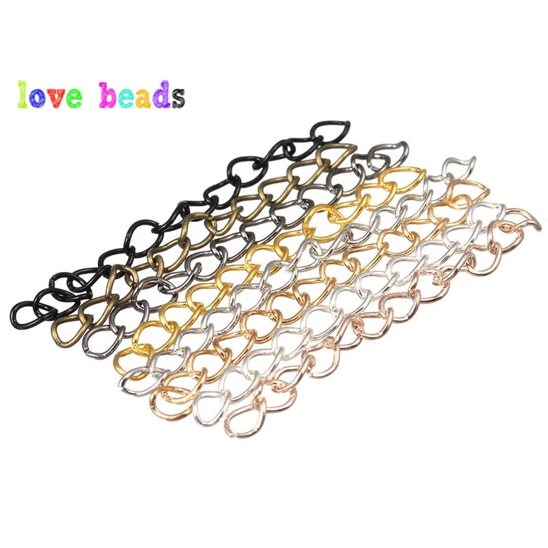 50pcs/lot 50mm Gold Necklace Extension Tail Chain Bracelet Extender Tails For DIY Craft Jewelry Finding Making Match Connectors