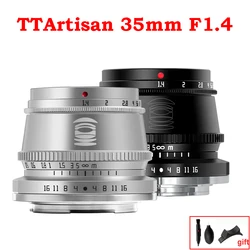 TTArtisan 35mm F1.4 APS-C Manual Focus Silver Cameras Lens for Sony E Fujifilm Fuji X Nikon Z M4/3 Leica L SIGMA Canon M R EOSM