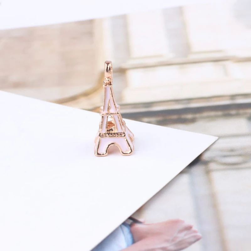 20PCS/Lot Oil Drop Gold Color Plated Eiffel Tower Shape Jewelry Charms For DIY Necklaece Bracelet