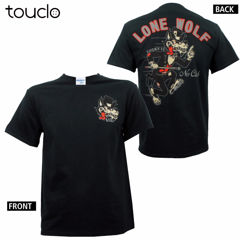 2021 Summer T Shirt LUCKY No Club Top Hat Lone Wolf Rockabilly Men T-shirt Cartoon Print Short Sleeve Tee Shirts Free Shipping