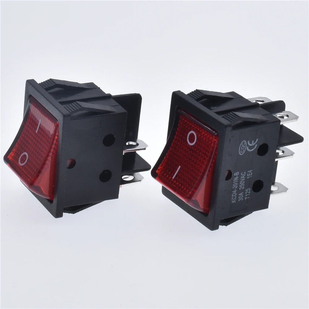 Special for Eelding Machine 30A 250V ON-OFF High Current KCD4 22*29 Red Copper Rocker Power Switch 4Pin Button Electrical Access