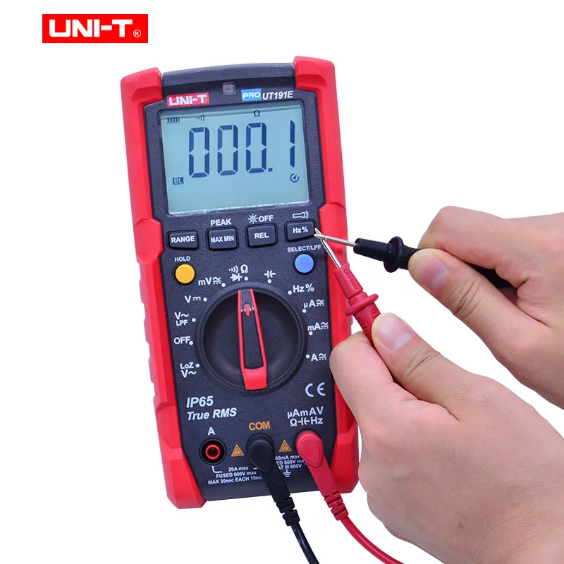 UNI-T UT191E تيار مستمر التيار المتناوب الجهد الحالي أوم متر ؛ السعة تردد ديود/اختبار القادم ACV LPF/LoZ ACV/IP65