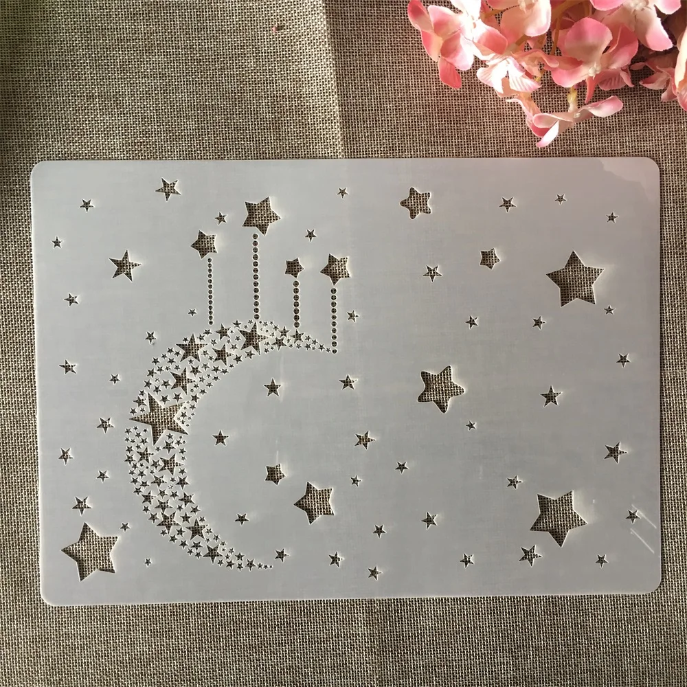 A4 29cm Moon Star Meteor Galaxy DIY Layering Stencils Wall Painting Scrapbook Coloring Embossing Album Decorative Template