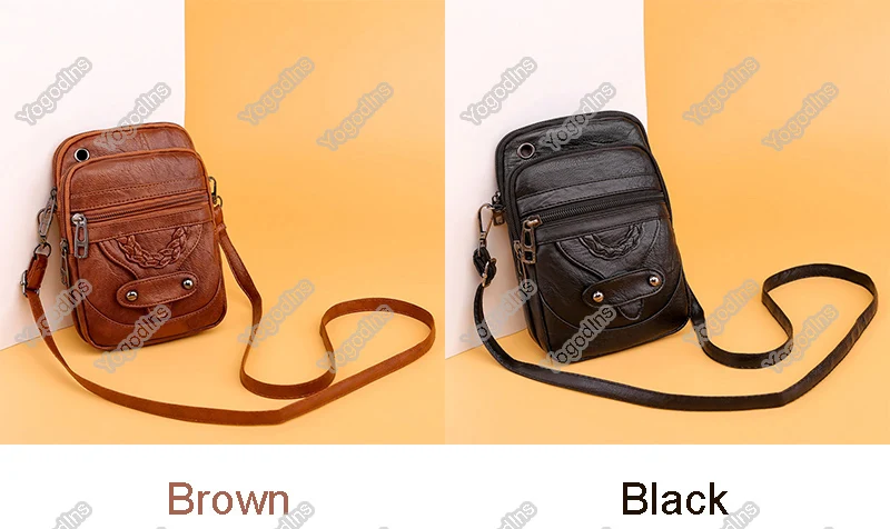 Vintage Pu Leder Umhängetaschen für Frauen kleine Cross body Telefon Geldbörse Handtasche Tasche weibliche Brieftaschen Tasche – Detail 4